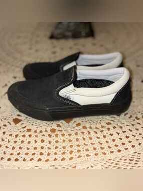Vans Dakota Roche BMX Black and White Suede & Canvas Slip-On Sneakers